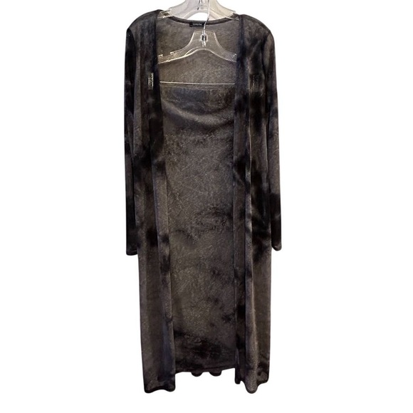 Lovely Day Dresses & Skirts - Lovely Day Women's Gray Tie Dye Long Kimono Cardigan and Sleeveless Dress Size L